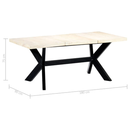Mesa de jantar 180x90x75 cm madeira de mangueira maciça branco