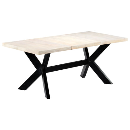Mesa de jantar 180x90x75 cm madeira de mangueira maciça branco