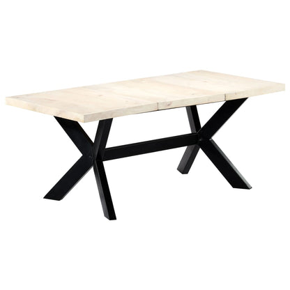Mesa de jantar 180x90x75 cm madeira de mangueira maciça branco