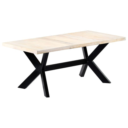Mesa de jantar 180x90x75 cm madeira de mangueira maciça branco