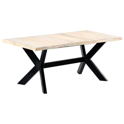 Mesa de jantar 180x90x75 cm madeira de mangueira maciça branco
