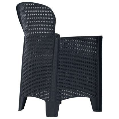 Cadeiras jardim + almofadão 2pcs plástico antracite aspeto vime