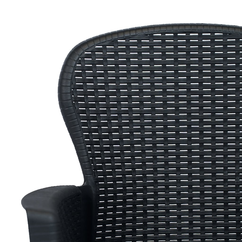 Cadeiras jardim + almofadão 2pcs plástico antracite aspeto vime