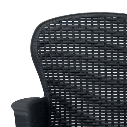 Cadeiras jardim + almofadão 2pcs plástico antracite aspeto vime