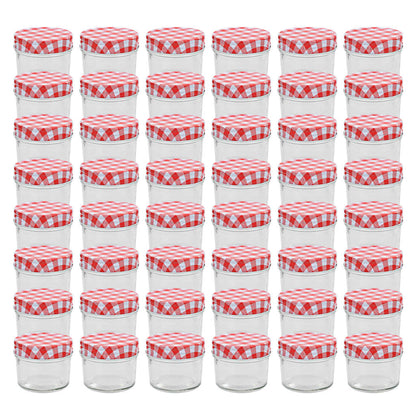 Frascos de vidro com tampas brancas e vermelhas 48 pcs 110 ml