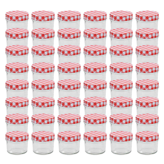 Frascos de vidro com tampas brancas e vermelhas 48 pcs 110 ml