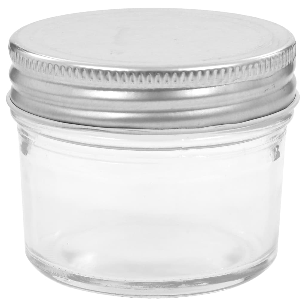 Frascos de vidro com tampas prateadas 48 pcs 110 ml