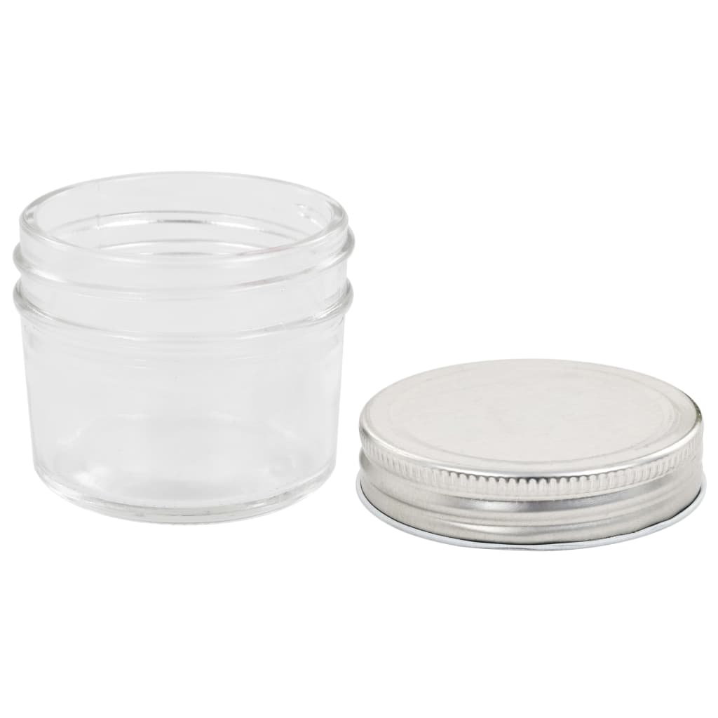 Frascos de vidro com tampas prateadas 48 pcs 110 ml