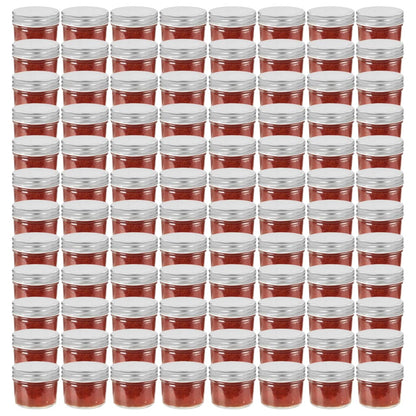 Frascos de vidro com tampas prateadas 96 pcs 110 ml