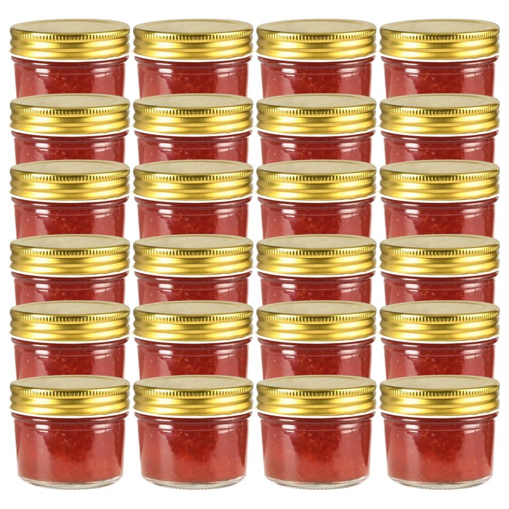 Frascos de vidro com tampas douradas 24 pcs 110 ml