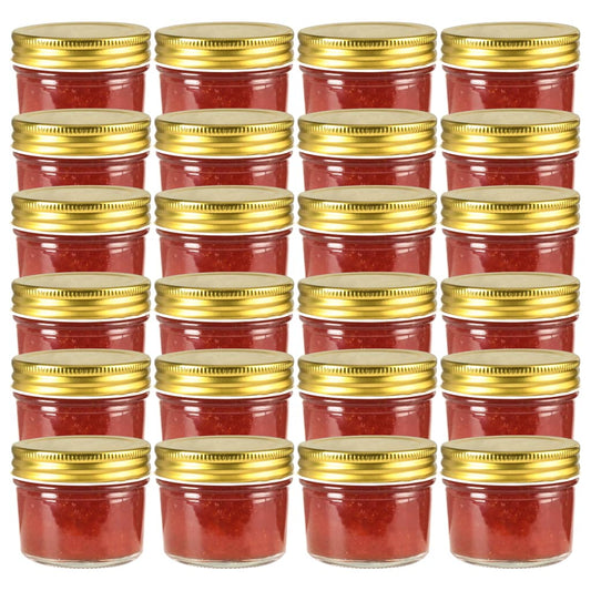 Frascos de vidro com tampas douradas 24 pcs 110 ml