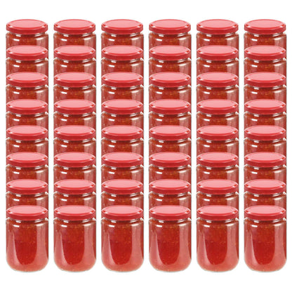 Frascos de vidro com tampas vermelhas 48 pcs 230 ml