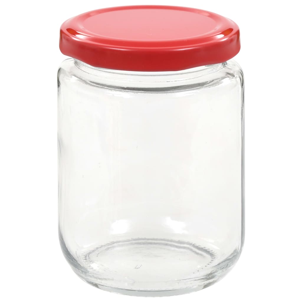 Frascos de vidro com tampas vermelhas 96 pcs 230 ml