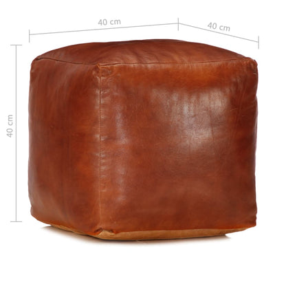 Pufe 40x40x40 cm couro de cabra genuíno bronze