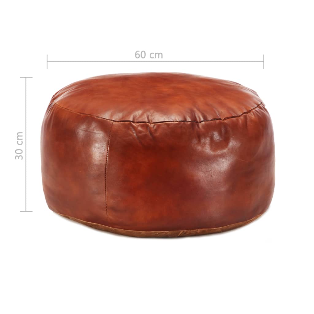Pufe 60x30 cm couro de cabra genuíno bronze