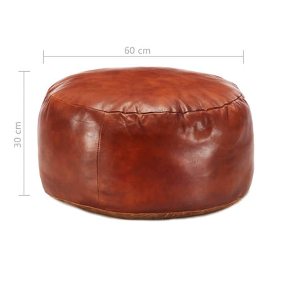 Pufe 60x30 cm couro de cabra genuíno bronze