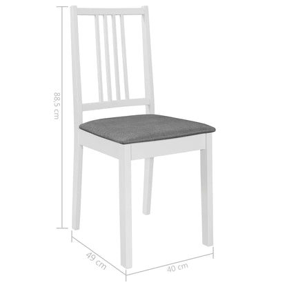 Cadeiras de jantar com almofadões 2 pcs madeira maciça branco