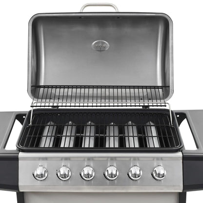 Grelhador/BBQ a gás 6 zonas de cozinhar aço inoxidável prateado