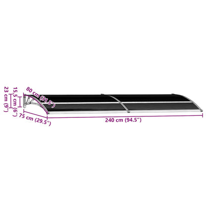 Toldo de porta 240x75 cm PC preto