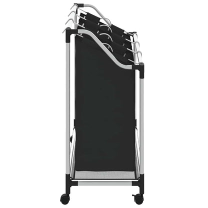 Separador de roupa suja com 3 sacos aço preto