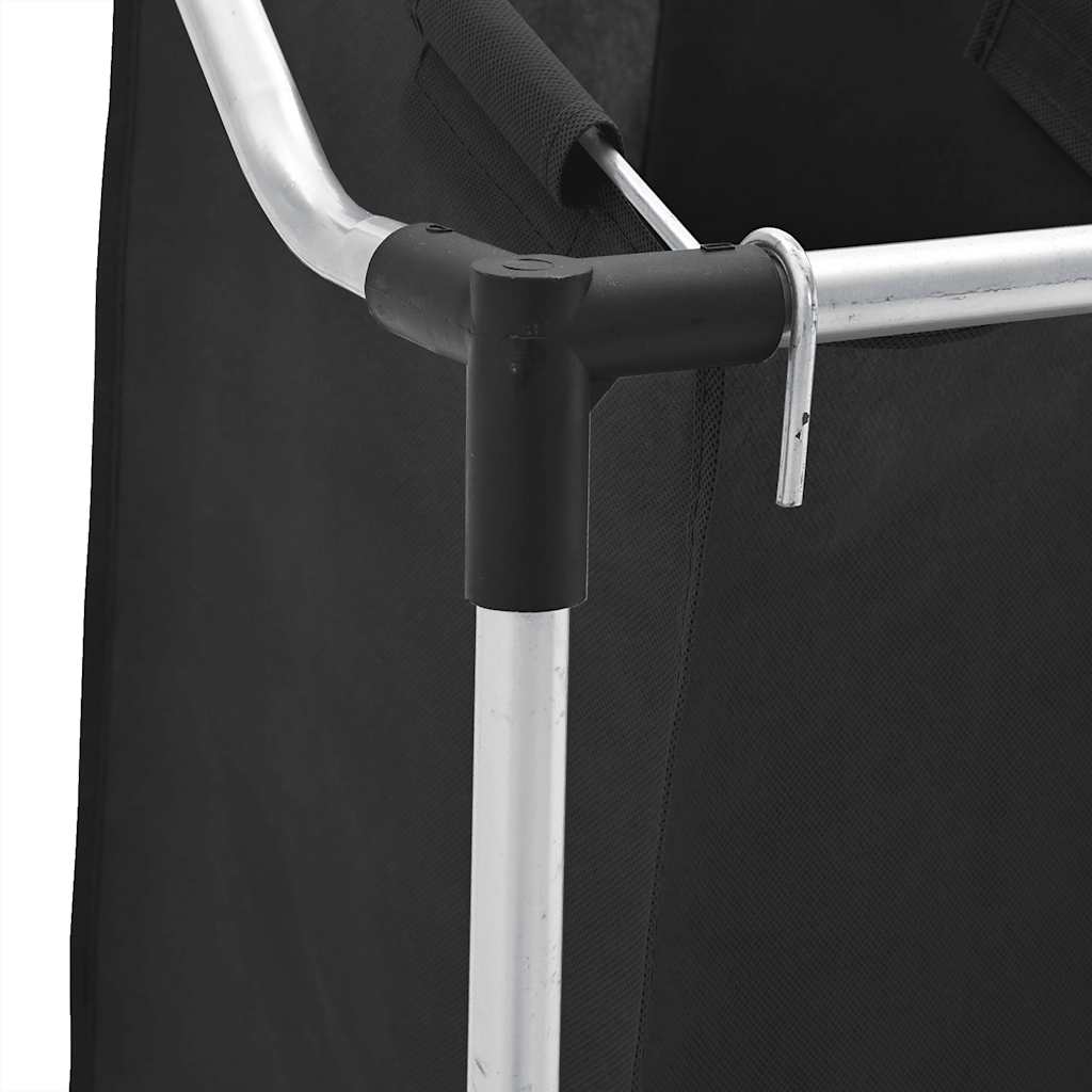 Separador de roupa suja com 3 sacos aço preto