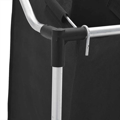 Separador de roupa suja com 3 sacos aço preto