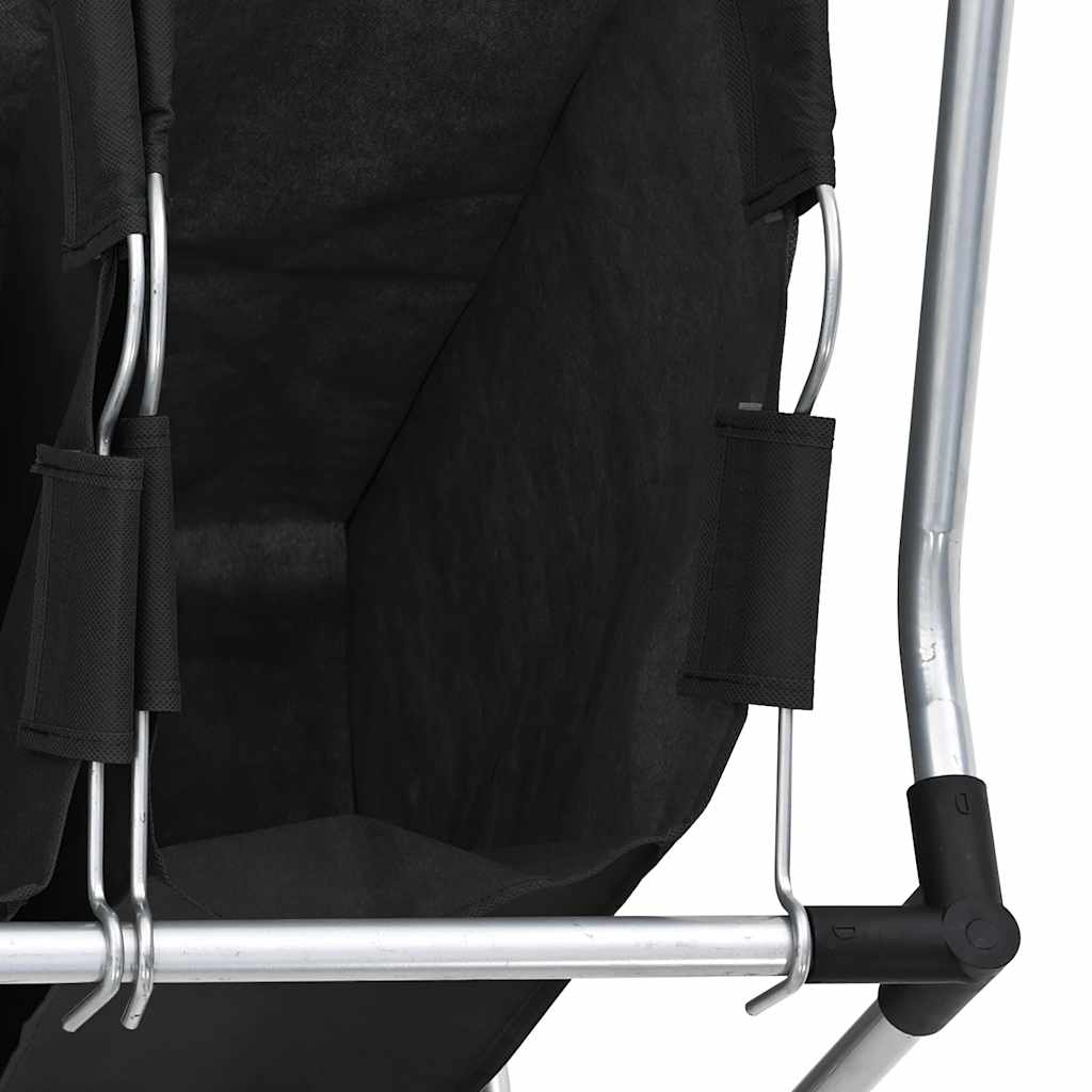 Separador de roupa suja com 3 sacos aço preto