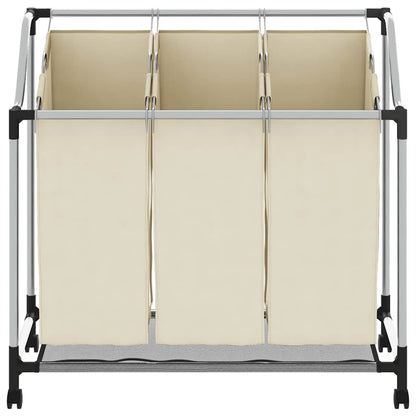Separador de roupa suja com 3 sacos aço creme