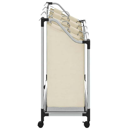 Separador de roupa suja com 3 sacos aço creme