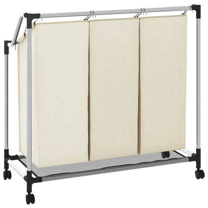 Separador de roupa suja com 3 sacos aço creme