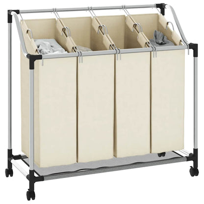 Separador de roupa suja com 4 sacos aço creme