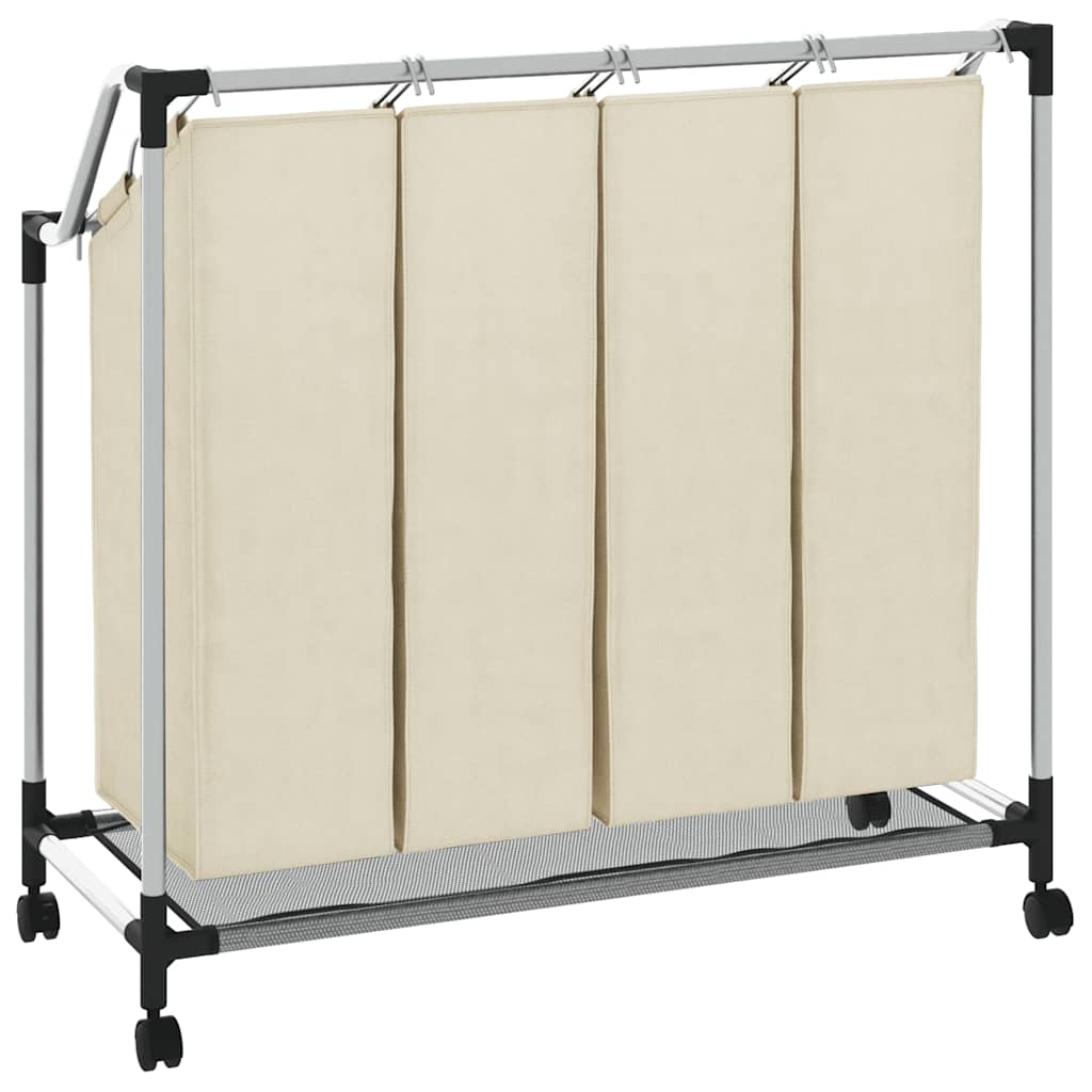 Separador de roupa suja com 4 sacos aço creme