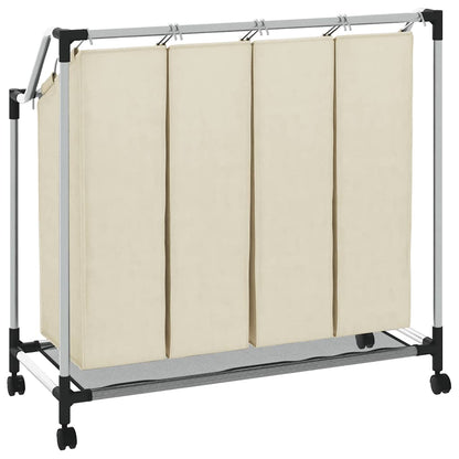 Separador de roupa suja com 4 sacos aço creme