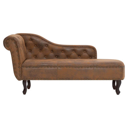 Chaise longue camurça artificial castanho