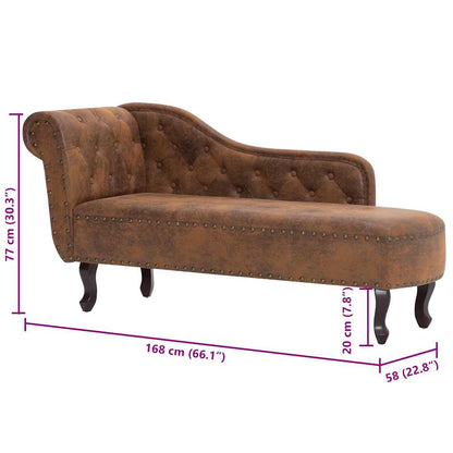 Chaise longue camurça artificial castanho