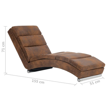 Chaise longue camurça artificial castanho