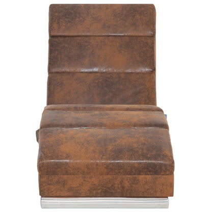 Chaise longue de massagens camurça artificial castanho