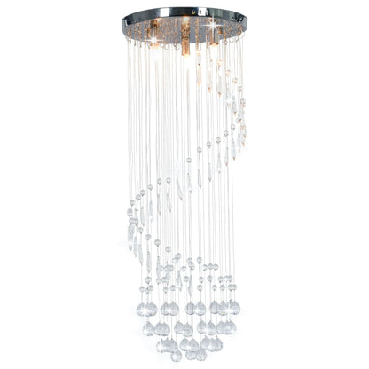 Candeeiro de teto com contas de cristal G9 espiral prateado