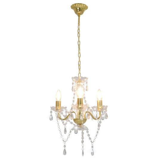 Lustre com contas redondo 3 x E14 dourado