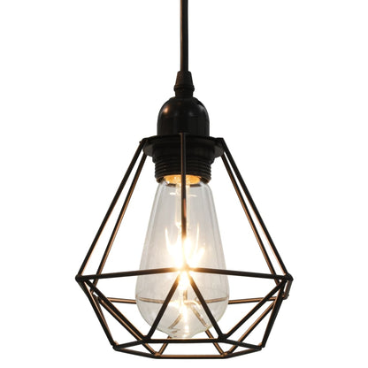Candeeiro de teto com design diamante 3 lâmpadas E27 preto