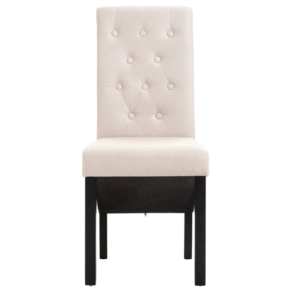 Cadeiras de jantar 2 pcs tecido cor creme