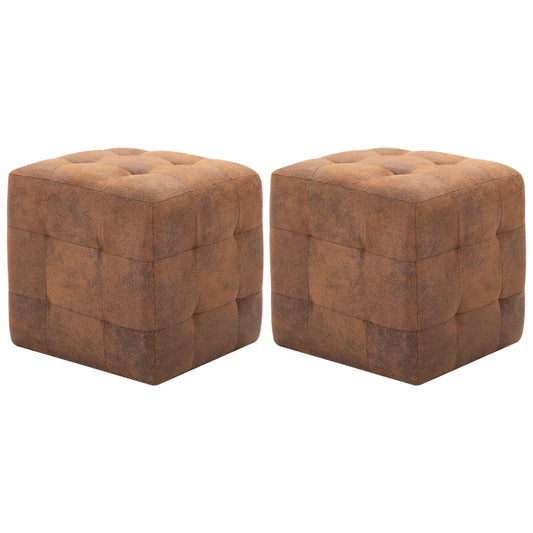 Mesas de cabeceira 2pcs 30x30x30 cm camurça artificial castanho