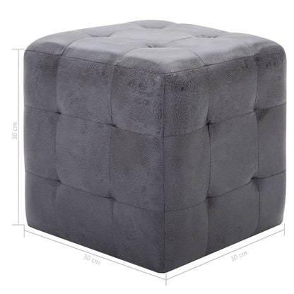Mesas de cabeceira 2pcs 30x30x30 cm camurça artificial cinzento