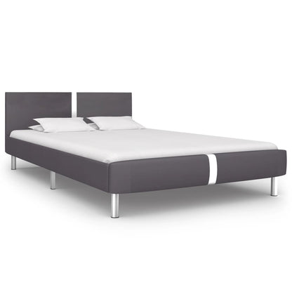 Estrutura de cama 140x200 cm couro artificial cinzento