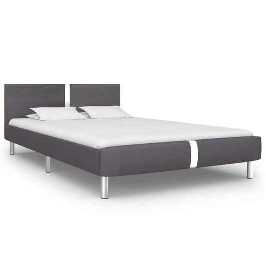 Estrutura de cama 140x200 cm couro artificial cinzento
