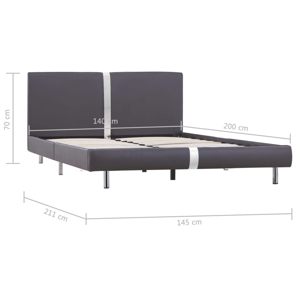 Estrutura de cama 140x200 cm couro artificial cinzento