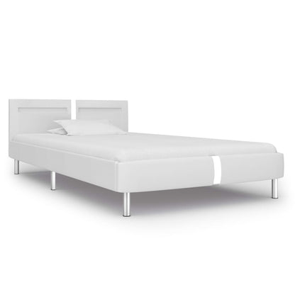 Estrutura de cama c/ LEDs 90x200 cm couro artificial branco