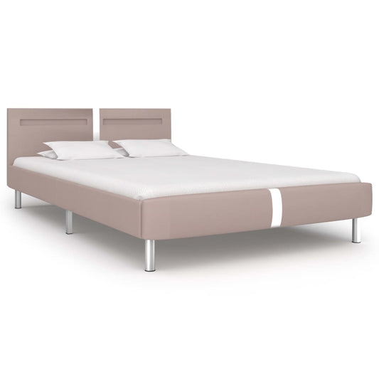 Estrutura de cama c/ LEDs 120x200cm couro artificial cappuccino