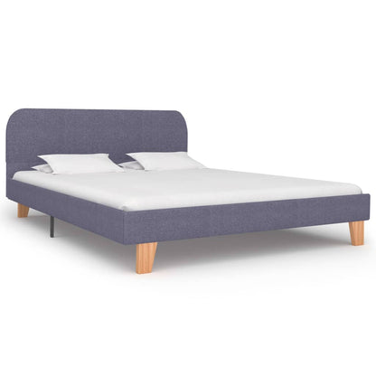 Estrutura de cama em tecido 140x200 cm cinzento-claro