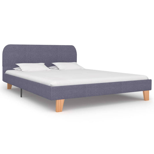 Estrutura de cama em tecido 140x200 cm cinzento-claro